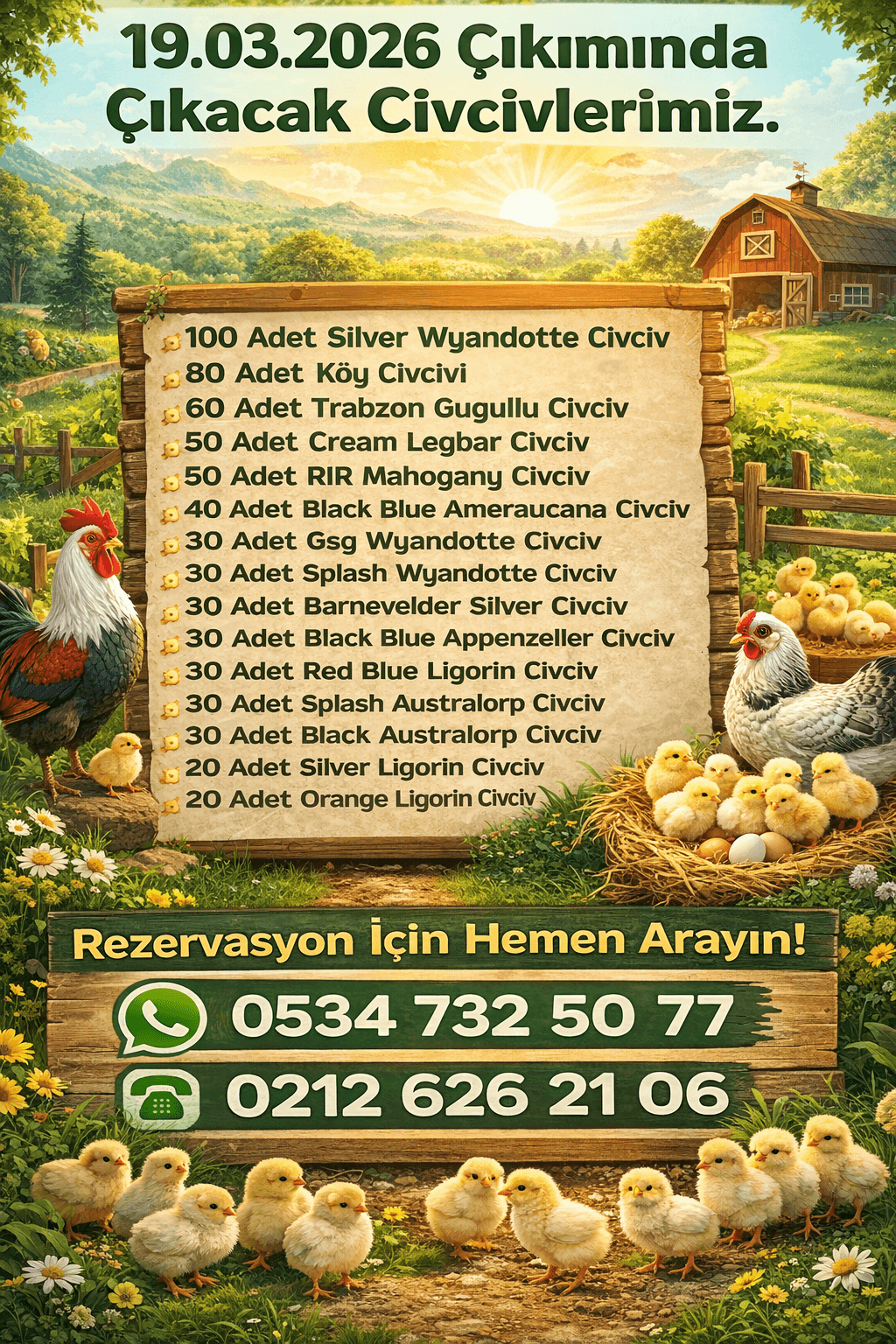 19.03.2026 Çıkımında Olacak Civcivlerimiz.